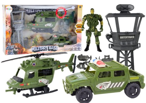 LEAN Toys Zestaw Militarny Helikopter Wojskowy Wóz Bojowy Wieża Kontrolna Żołnierz