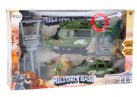 LEAN Toys Zestaw Militarny Helikopter Wojskowy Wóz Bojowy Wieża Kontrolna Żołnierz