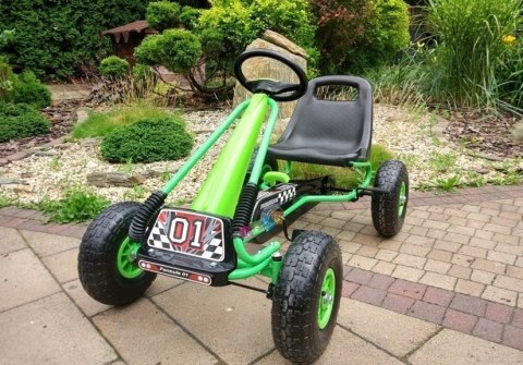 LEAN CARS Gokart Zielony A-15 Pompowane Koła