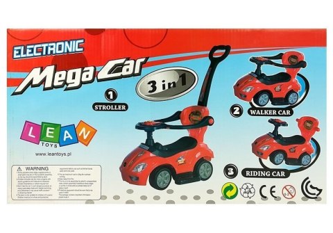 LEAN CARS Jeździk z Pchaczem Mega Car 3w1 Czerwony