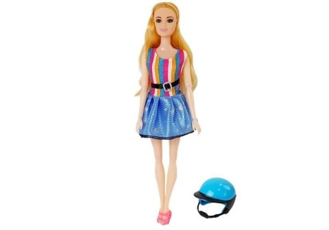 LEAN Toys Zestaw Lalka Ze Skuterem Kask Długie Włosy Różowy