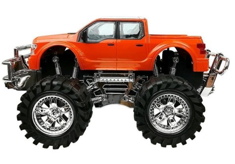 LEAN Toys Zestaw Pojazdów Pomarańczowy Monster Truck Czerwone BMW Laweta 58 cm