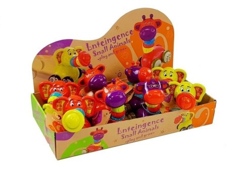 LEAN Toys Zwierzęta na kółkach Żyrafa Czerwona Słoń Żółty