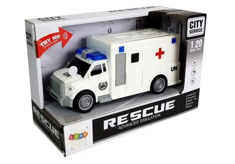 LEAN Toys Auto Ambulans z napędem Karetka Pogotowia 1:20 z dźwiękiem