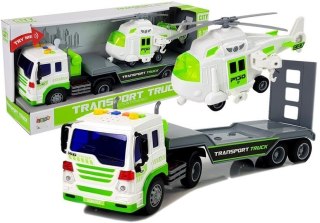LEAN Toys Auto Transporter na Baterie 1:16 z Helikopterem