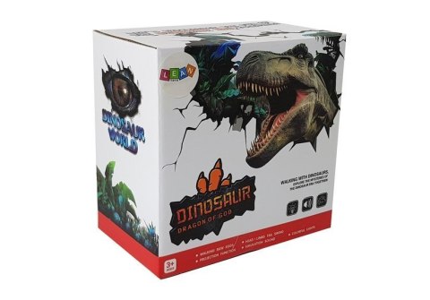 LEAN Toys Dinozaur Zielony na Baterie Porusza się z Projektorem Dźwiękiem