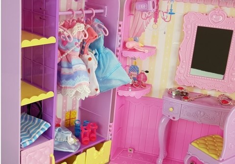 LEAN Toys Garderoba ze Światłem i Lustrem Lalka 26 cm Zestaw Ubrań Akcesoria