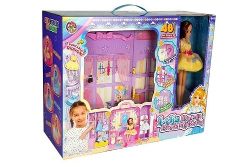 LEAN Toys Garderoba ze Światłem i Lustrem Lalka 26 cm Zestaw Ubrań Akcesoria