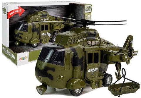 LEAN Toys Helikopter Wojskowy Ratunkowy 1:16 Hak Dźwięk Światła