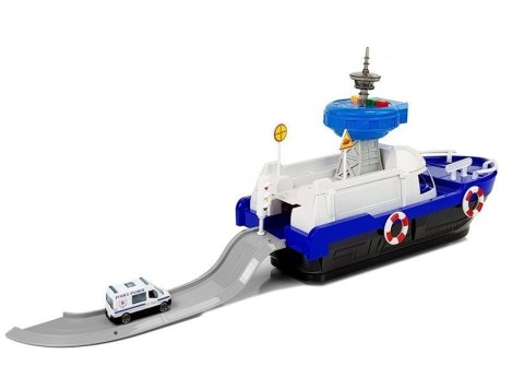 LEAN Toys Łódź Transportowa Policyjna z Autkami, z dźwiękiem i światłami
