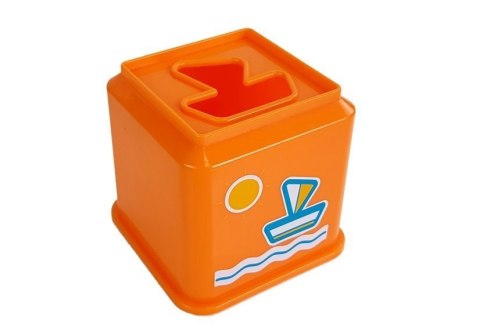 LEAN Toys Piramidka Kubeczki Kwadrat z Obrazkami Pojazdów Sorter dla Niemowlaka