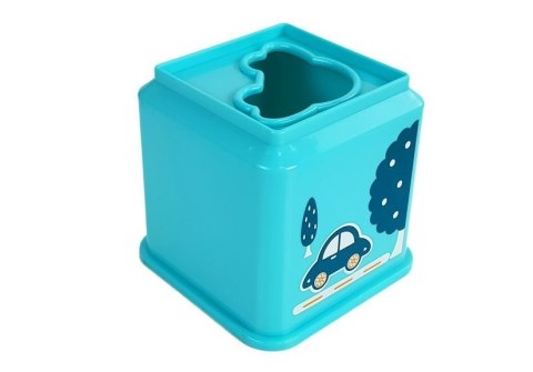 LEAN Toys Piramidka Kubeczki Kwadrat z Obrazkami Pojazdów Sorter dla Niemowlaka