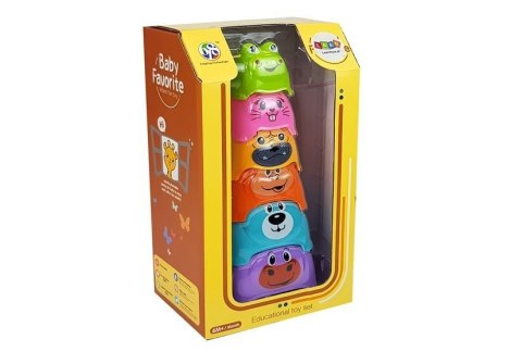 LEAN Toys Piramidka dla Niemowlaka Zwierzątka Kubeczki
