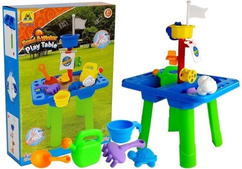 LEAN Toys Stolik Piaskownica Foremki do Piasku Łopatki Konewka