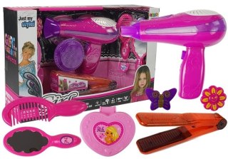 LEAN Toys Zestaw Piękności z Akcesoriami Suszarka Prostownica Różowy