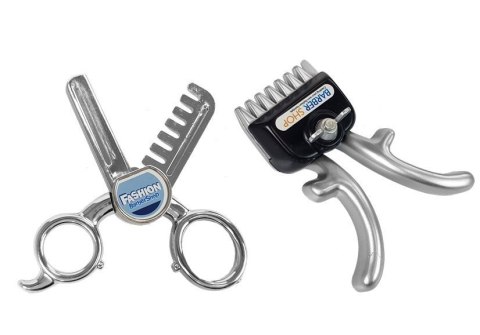 LEAN Toys Zestaw Salon Fryzjerski Dziecięcy Barber Suszarka Maszynka Akcesoria Srebrny