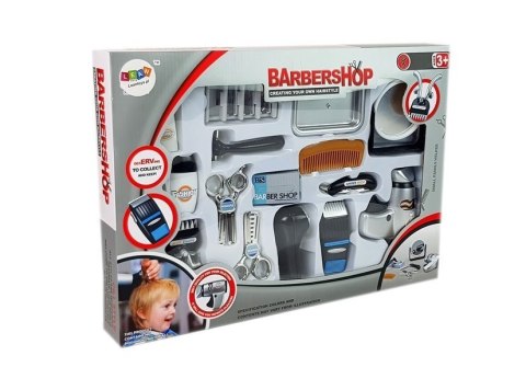 LEAN Toys Zestaw Salon Fryzjerski Dziecięcy Barber Suszarka Maszynka Akcesoria Srebrny