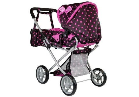 Alice Wózek Dla Lalek Alice Nosidełko Torba Czarno- Różowy