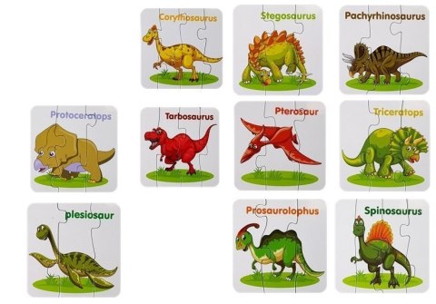 LEAN TOYS Puzzle Edukacyjne Dinozaury Angielski 10 Połączeń