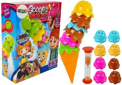 LEAN Toys Gra Zręcznościowa Lody w Wafelku Kolorowa Piramidka Ułóż Wieżę Dla Całej Rodziny