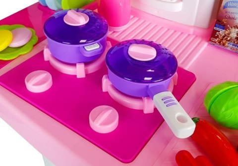 LEAN Toys Kuchnia Woda Garnki Artykuły Spożywcze Na Baterie Dźwięk Różowa