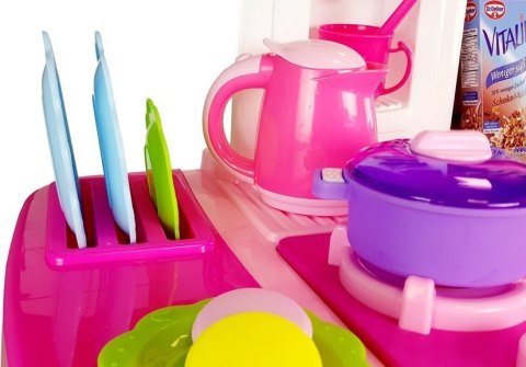 LEAN Toys Kuchnia Woda Garnki Artykuły Spożywcze Na Baterie Dźwięk Różowa