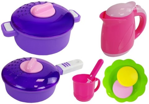 LEAN Toys Kuchnia Woda Garnki Artykuły Spożywcze Na Baterie Dźwięk Różowa
