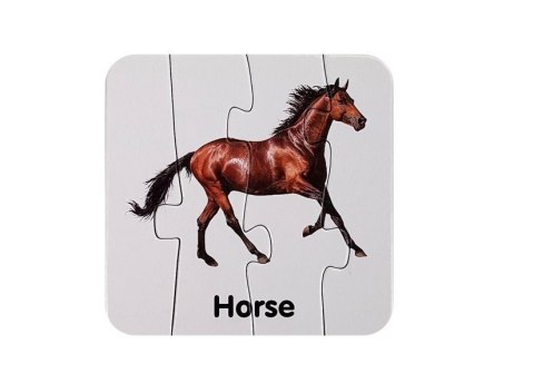 LEAN Toys Puzzle Edukacyjne Układanka Dzikie Zwierzęta 10 Połączeń Angielski