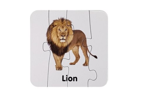 LEAN Toys Puzzle Edukacyjne Układanka Dzikie Zwierzęta 10 Połączeń Angielski
