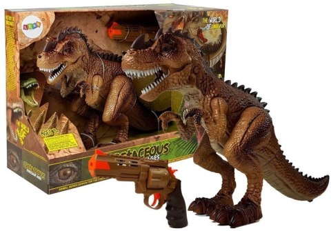 LEAN Toys Ruchomy Dinozaur Tyranozaur Para Wodna Pistolet Dźwięk Światła