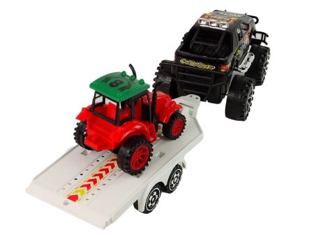 LEAN Toys Zestaw Pojazdów z Napędem Frykcyjnym Auto Terenowe Czarne Koparka Traktor