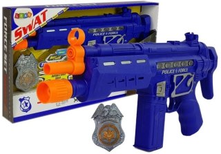 LEAN Toys Zestaw Policyjny Pistolet Odznaka Granatowy Dźwięk Efekty Świetlne 37cm