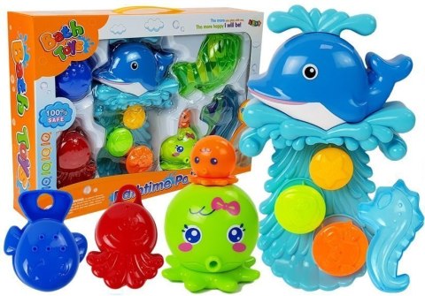 LEAN Toys Zestaw do Kąpieli Delfinek Zwierzęta Morskie Plastikowe Wodospad