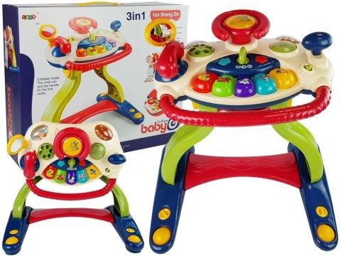 LEAN Toys Interaktywny Chodzik Tablica Kierownica 3 w 1 Dźwięk Melodie Telefon Zwierzątka Dla Niemowląt