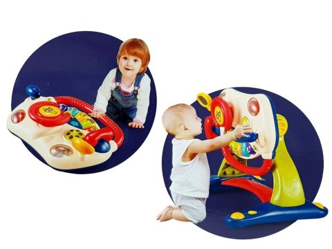 LEAN Toys Interaktywny Chodzik Tablica Kierownica 3 w 1 Dźwięk Melodie Telefon Zwierzątka Dla Niemowląt