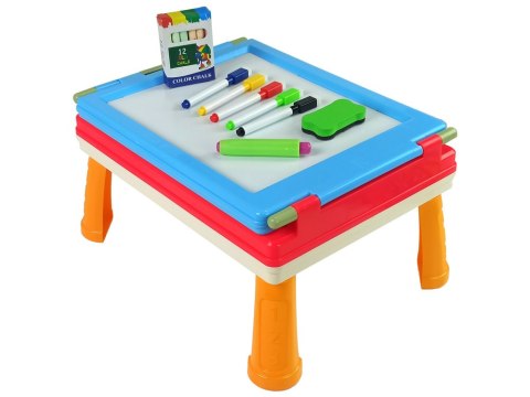 LEAN Toys Tablica 3w1 Magnetyczno -Kredowa, Stolik Do Gier Niebieska