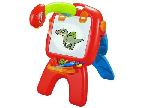 LEAN Toys Tablica Dwustronna Kredowa Pisaki Stojąca Projektor Obrazki Czerwona