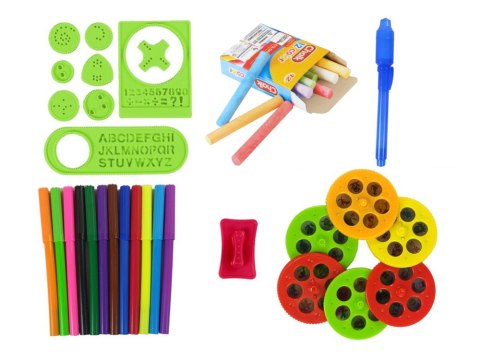 LEAN Toys Tablica Dwustronna Kredowa Pisaki Stojąca Projektor Obrazki Czerwona