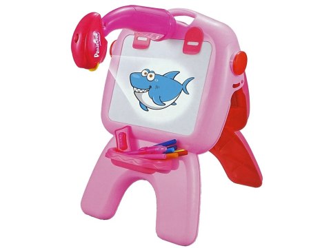 LEAN Toys Tablica Dwustronna Kredowa Pisaki Stojąca Projektor Obrazki Różowa