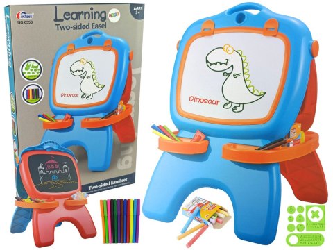 LEAN Toys Tablica Dwustronna Magnetyczna Kredowa Niebiesko Czerwona Szablony