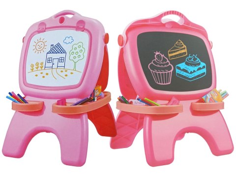 LEAN Toys Tablica Dwustronna Magnetyczna Kredowa Różowa Szablony