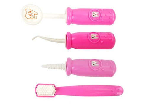 LEAN Toys Zestaw Lekarski Mały Dentysta Akcesoria W Walizce Różowy