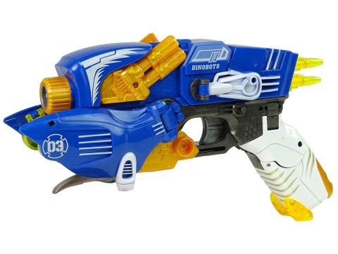 LEAN Toys Dinobots 2w1 Dinozaur Pistolet na Strzałki Niebieski Pterosaur Tarcza