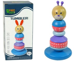 LEAN Toys Drewniana Edukacyjna Piramidka Miś Balansująca Wieża