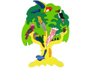 LEAN Toys Drewniane Drzewo Ptaki Papugi DIY Klocki Drewniane Puzzle