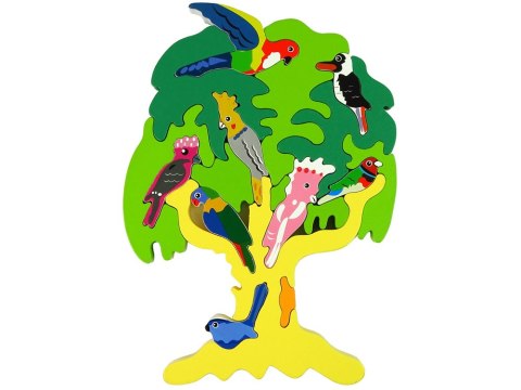 LEAN Toys Drewniane Drzewo Ptaki Papugi DIY Klocki Drewniane Puzzle