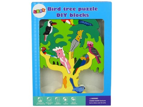 LEAN Toys Drewniane Drzewo Ptaki Papugi DIY Klocki Drewniane Puzzle