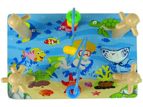 LEAN Toys Drewniane Klocki Sorter Morski Świat Koraliki Edukacyjne