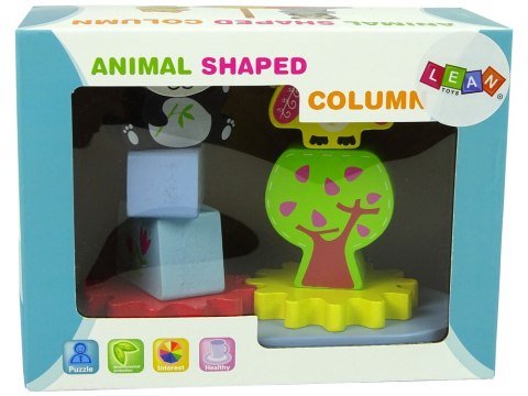 LEAN Toys Drewniane Zwierzątka Sorter Sowa Panda Koła Zębate