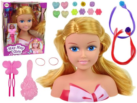 LEAN Toys Głowa Lalki Akcesoria Koraliki Spinki Kolorowe Pasemka